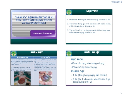 Bài giảng Chăm sóc bệnh nhân thoát vị rốn - hở thành bụng trước và sau phẫu thuật