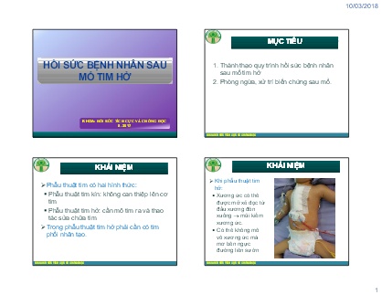 Bài giảng Hồi sức bệnh nhân sau mổ tim hở