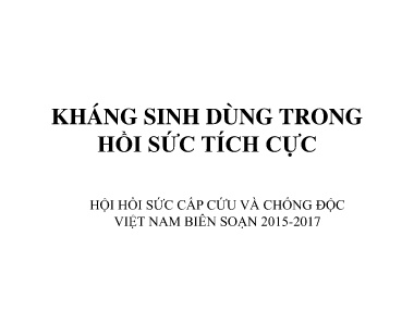 Bài giảng Kháng sinh dùng trong hồi sức tích cực