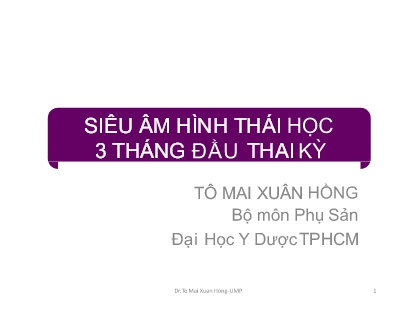 Bài giảng Siêu âm hình thái học 3 tháng đầu thai kỳ