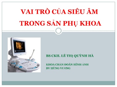 Bài giảng Vai trò của siêu âm trong sản phụ khoa