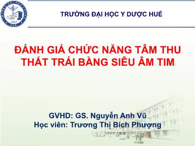 Báo cáo Đánh giá chức năng tâm thu thất trái bằng siêu âm tim