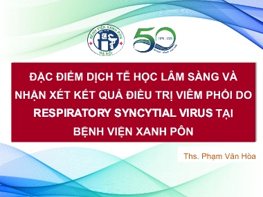 Đề tài Đặc điểm dịch tễ học lâm sàng và nhận xét kết quả điều trị viêm phổi do respiratory syncytial virus tại bệnh viện Xanh Pôn
