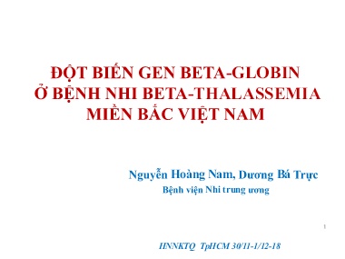 Đề tài Đột biến gen beta globin ở bệnh nhi Beta Thalassemia miền Bắc Việt Nam