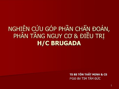 Đề tài Nghiên cứu góp phần chẩn đoán, phân tầng nguy cơ và điều trị H/C BRUGADA