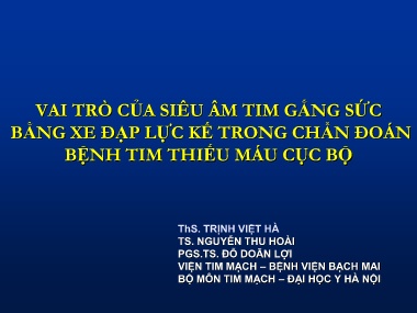 Đề tài Vai trò của siêu âm tim gắng sức bằng xe đạp lực kếtrong chẩn đoán bệnh tim thiếu máu cục bộ