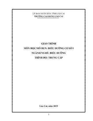 Giáo trình Điều dưỡng cơ sở I