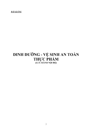Giáo trình Dinh dưỡng - Vệ sinh an toàn thực phẩm