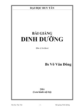 Giáo trình Dinh dưỡng