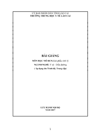 Giáo trình Giải phẫu sinh lý - Trường Trung học Y tế Lào Cai