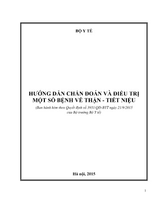 Giáo trình Hướng dẫn chẩn đoán và điều trị một số bệnh về thận. Tiết niệu