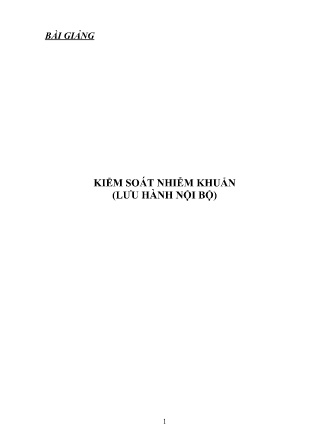 Giáo trình Kiểm soát nhiễm khuẩn