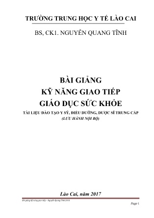 Giáo trình Kỹ năng giao tiếp giáo dục sức khỏe