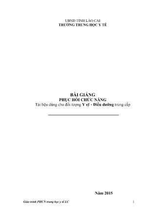Giáo trình Phục hồi chức năng