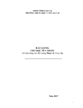 Giáo trình Viết đọc tên thuốc