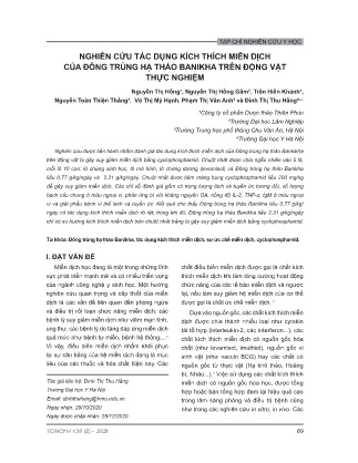 Tài liệu Nghiên cứu tác dụng kích thích miễn dịch của đông trùng hạ thảo Banikha trên động vật thực nghiệm