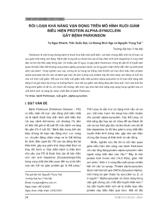 Tài liệu Rối loạn khả năng vận động trên mô hình ruồi giấm biểu hiện Protein alpha-synuclein gây bệnh Parkinson