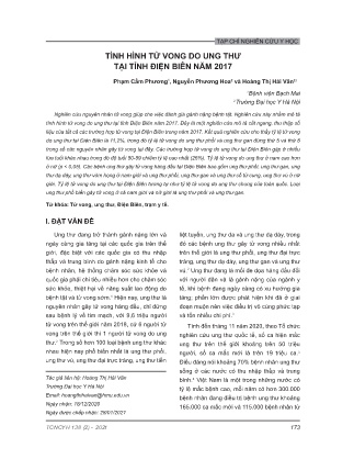 Tài liệu Tình hình tử vong do ung thư tại tỉnh Điện Biên năm 2017