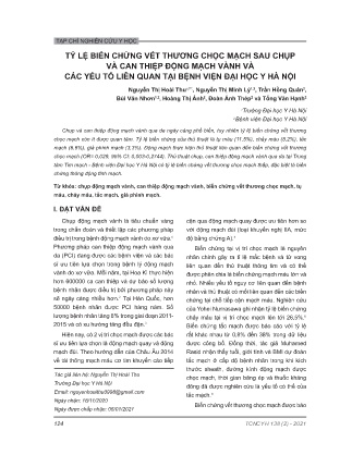 Tài liệu Tỷ lệ biến chứng vết thương chọc mạch sau chụp và can thiệp động mạch vành và các yếu tố liên quan tại bệnh viện Đại học Y Hà Nội